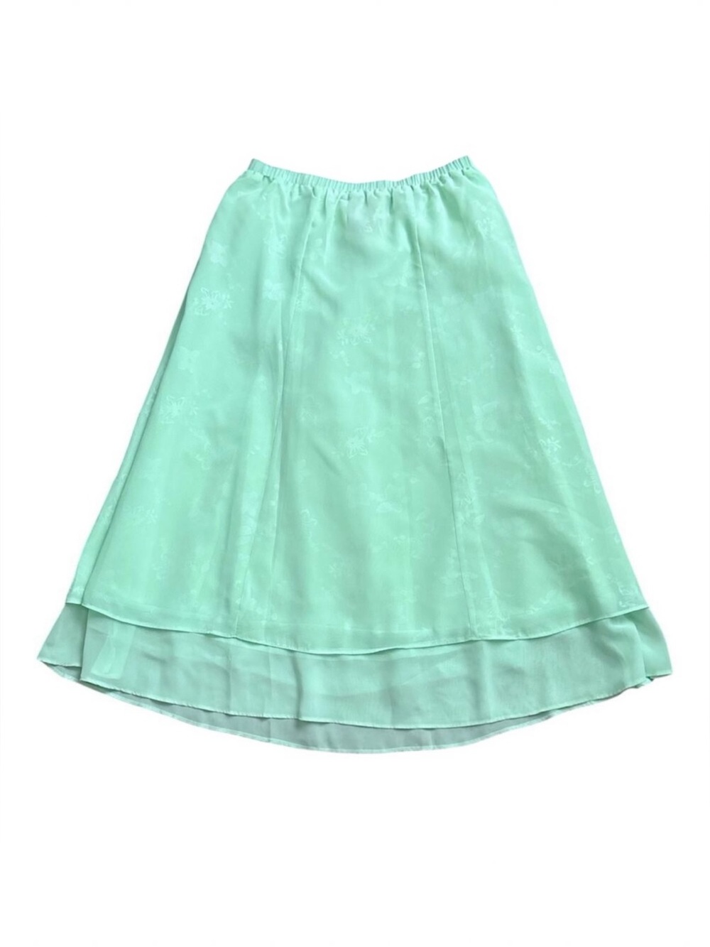 Suzanne Somers Collection Chiffon Skirt Womens L Pull On Mint Green Layered NWT
